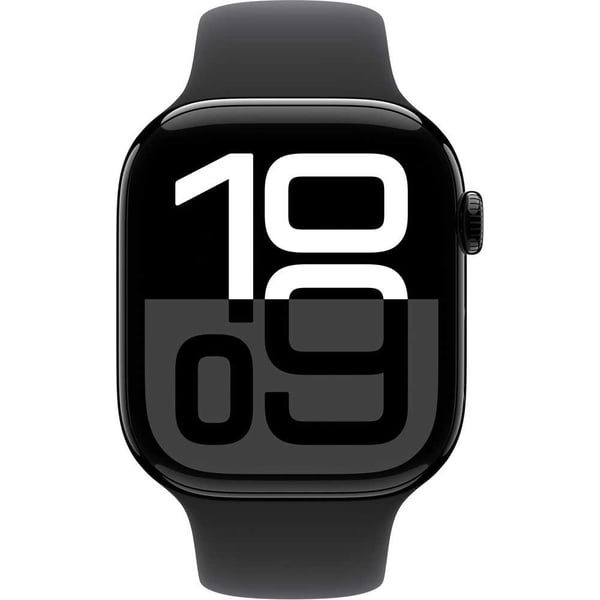New Apple Watch Series 10 GPS 46mm Jet Black Aluminum Case with Black Sport Band – S/M